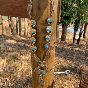 Navajo Native American Sterling Bear Motif Necklace